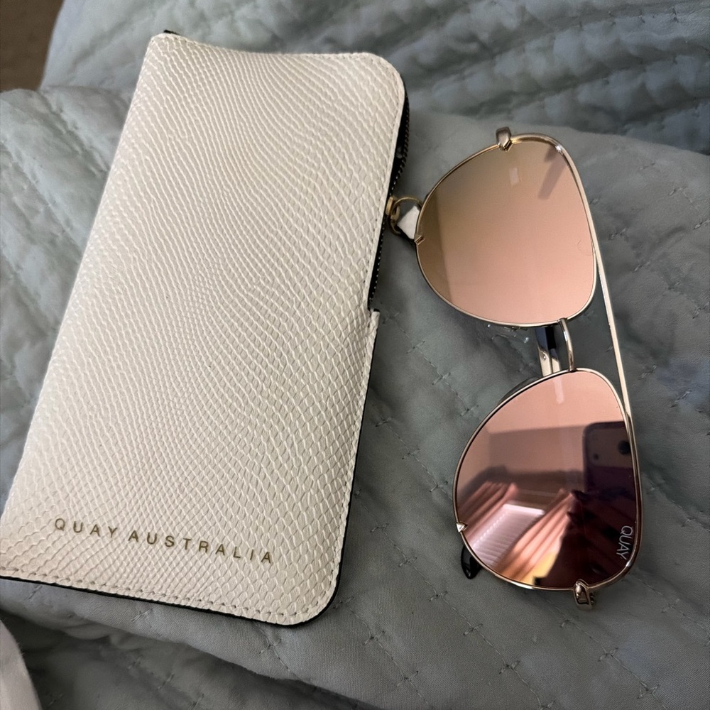 Quay Australia Rose Gold Aviator Sunglasses